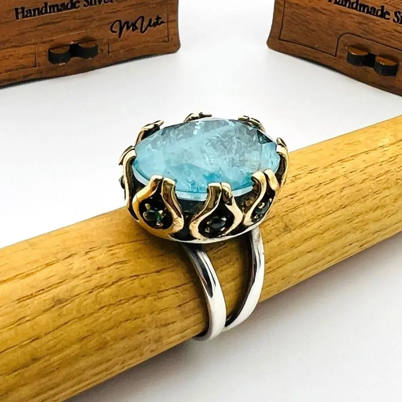 Light Blue Tourmaline Stone Women's Ring