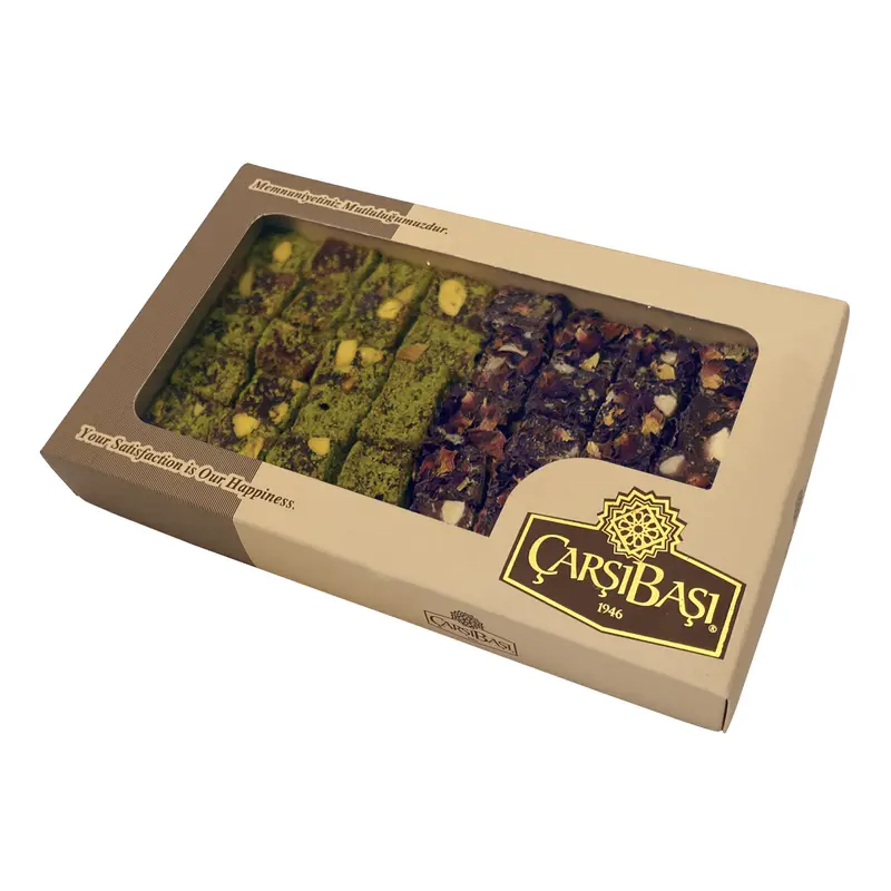 Carsibasi Premium Assorted Turkish Delight (Double Pistachio & Rose Petal) - 300g Box