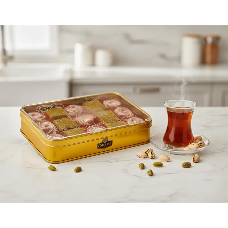 Carsibasi Premium Assorted Turkish Delight (Pistachio & Rose) - 310g Gift Tin