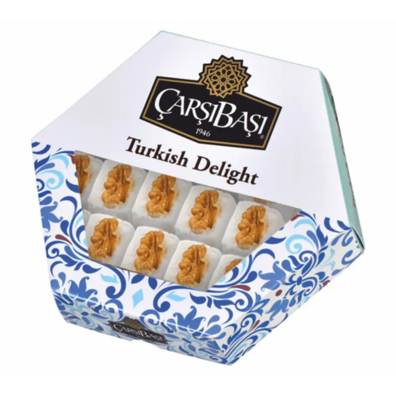 Carsibasi Premium Walnut Sultan Turkish Delight - 300g Hexagonal Box