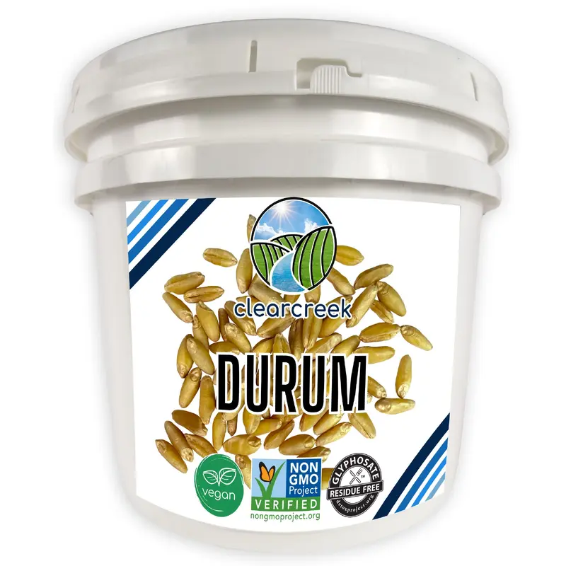 Durum Wheat Berries | Certified Glyphosate Residue Free | 25 LB Bucket
