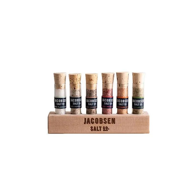 Jacobsen Salt Co - 6-Vial 'Infused Sea Salts' Set w/ Wooden Stand