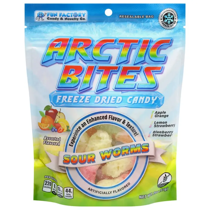 Arctic Bites Freeze Dried Candy, Sour Worms