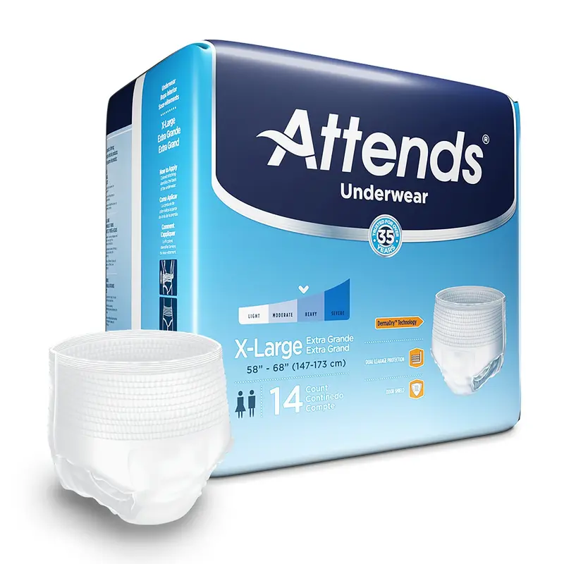 Attends Adult Moderate Absorbent Underwear, X-Large, White
