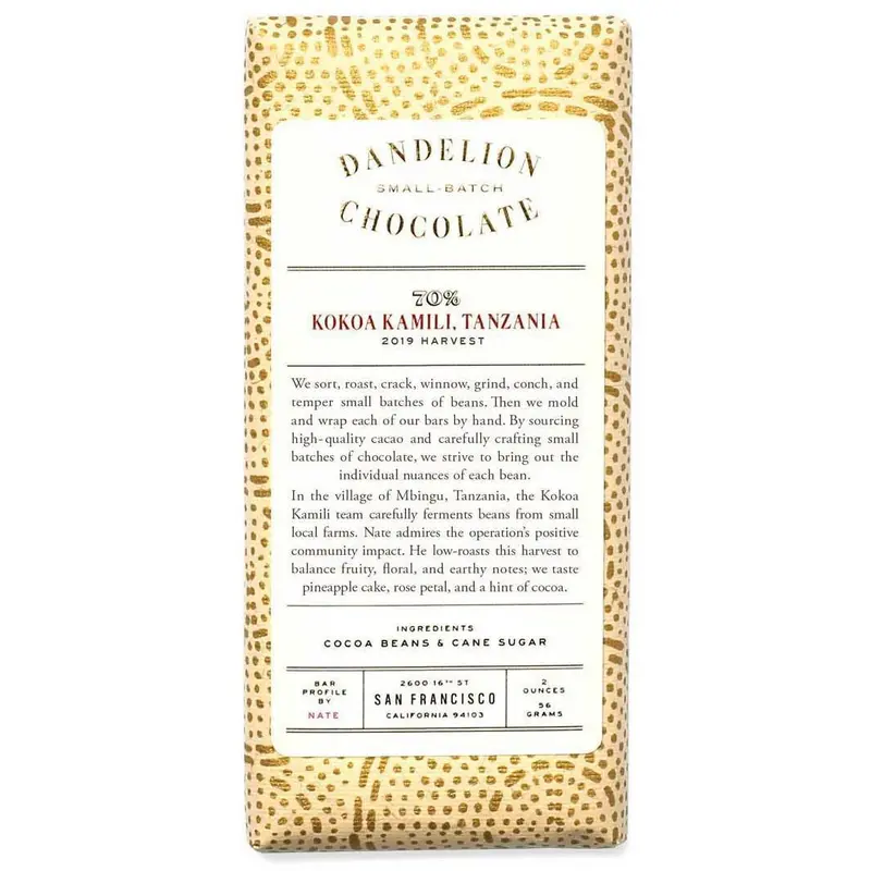 Dandelion Chocolate - Kokoa Kamili, Tanzania (2OZ | 70%)