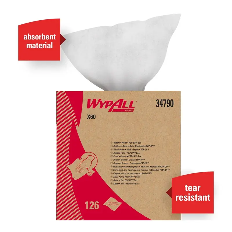 WypAll X60 Light Duty White NonSterile Cellulose Cloth Wipes