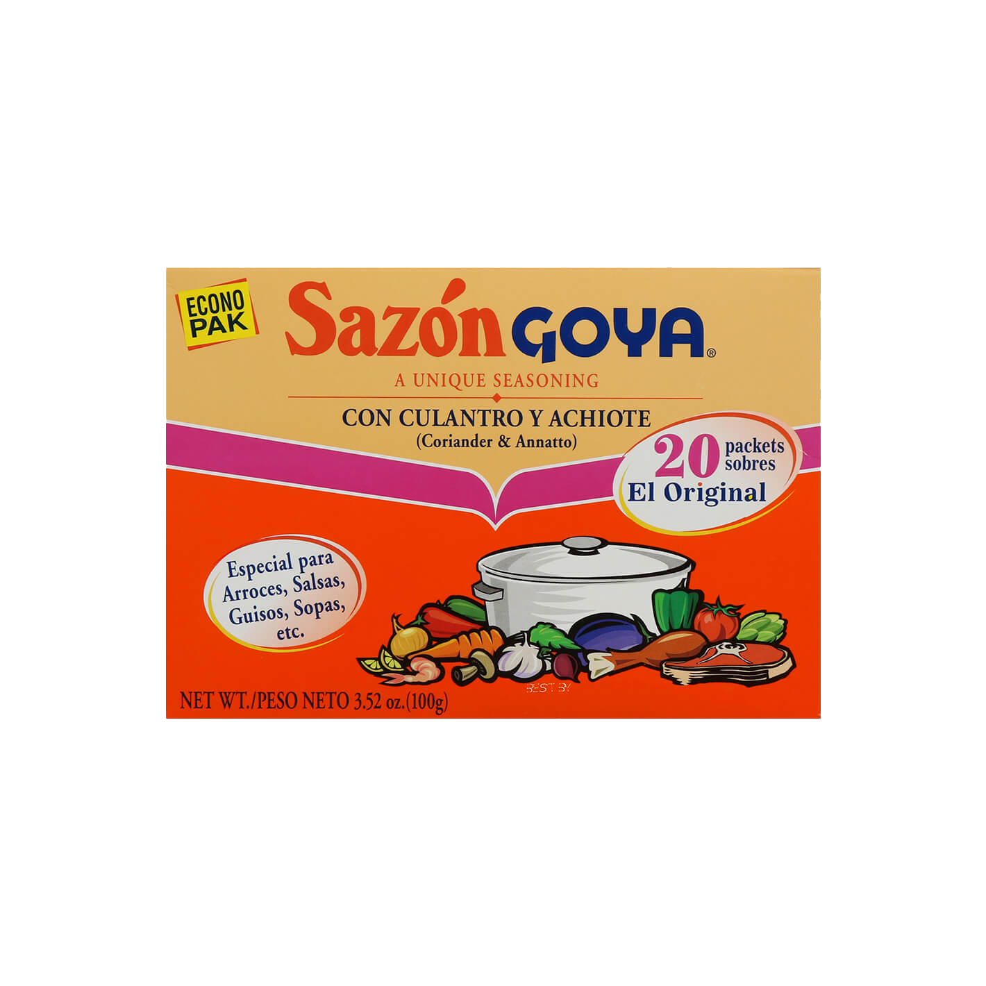 Sazn with Coriander and Annatto. 3.52 oz Box