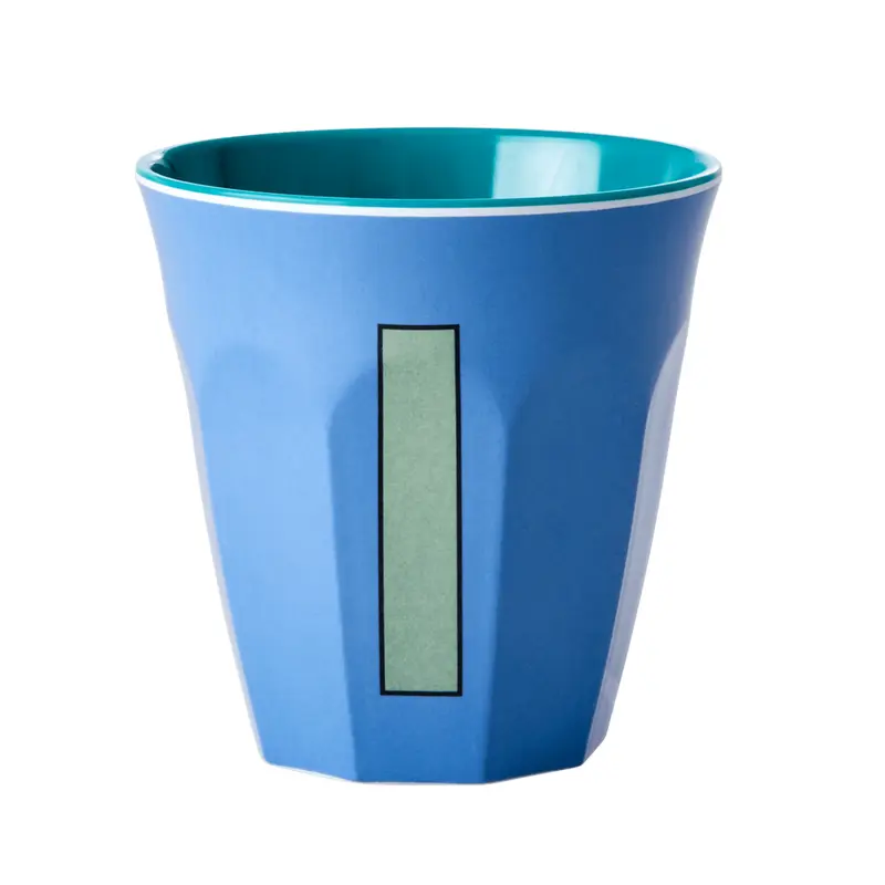 Melamine Cup - Medium with Alphabet in Bluish Colors | Letter I