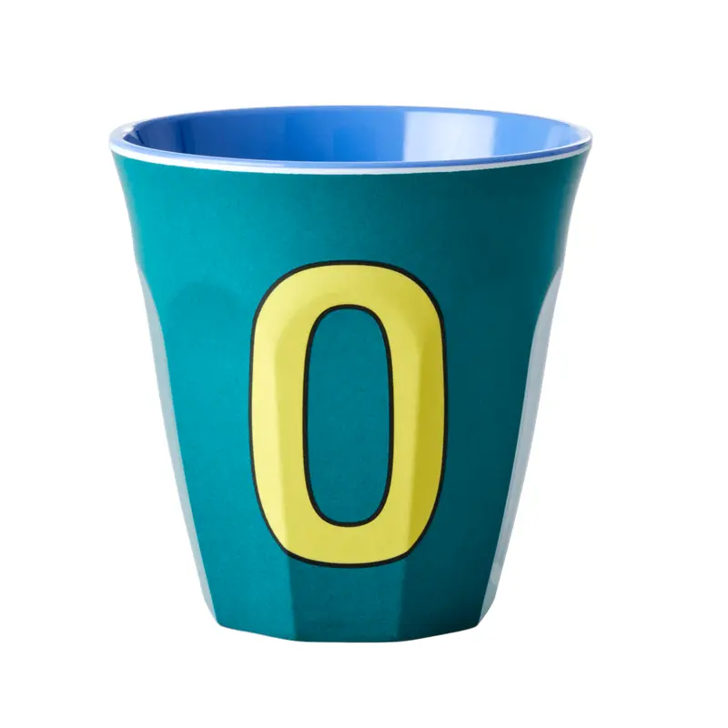 Melamine Cup - Medium with Alphabet in Bluish Colors | Letter O