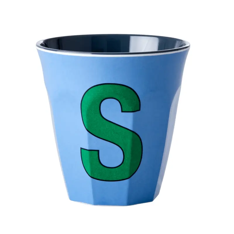 Melamine Cup - Medium with Alphabet in Bluish Colors | Letter S