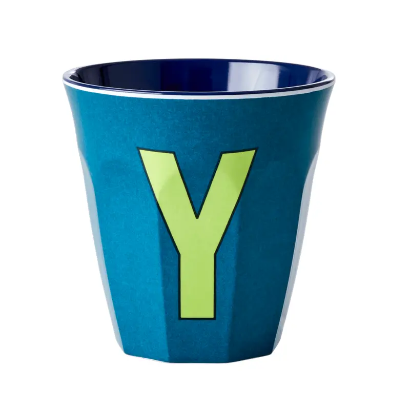 Melamine Cup - Medium with Alphabet in Bluish Colors | Letter Y