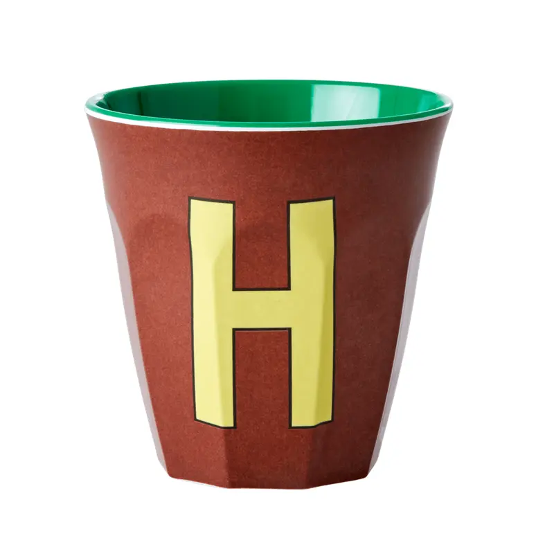 Melamine Cup - Medium with Alphabet in Brownish Colors | Letter H
