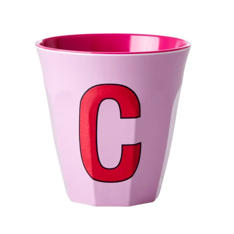 Melamine Cup - Medium with Alphabet in Pinkish Colors | Letter C