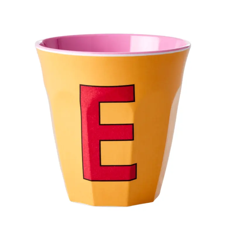 Melamine Cup - Medium with Alphabet in Pinkish Colors | Letter E