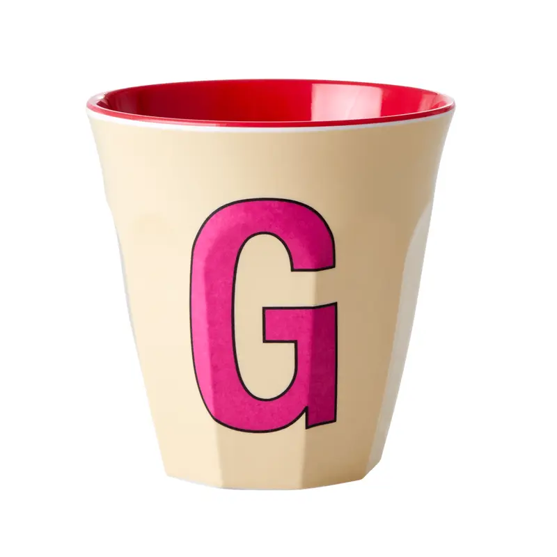 Melamine Cup - Medium with Alphabet in Pinkish Colors | Letter G
