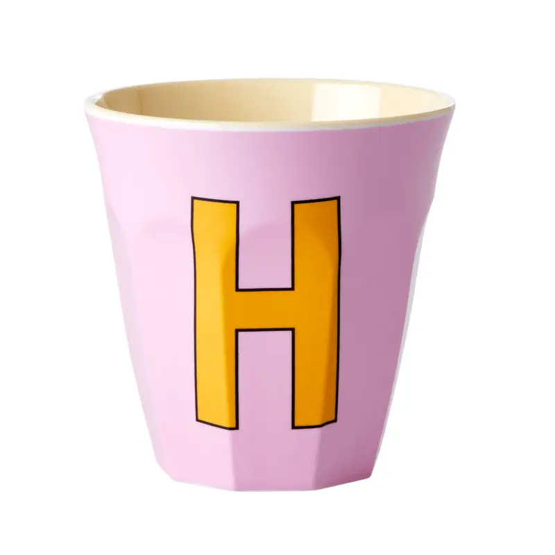 Melamine Cup - Medium with Alphabet in Pinkish Colors | Letter H