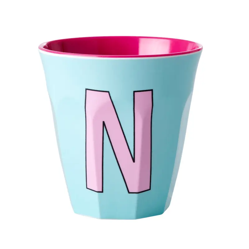Melamine Cup - Medium with Alphabet in Pinkish Colors | Letter N