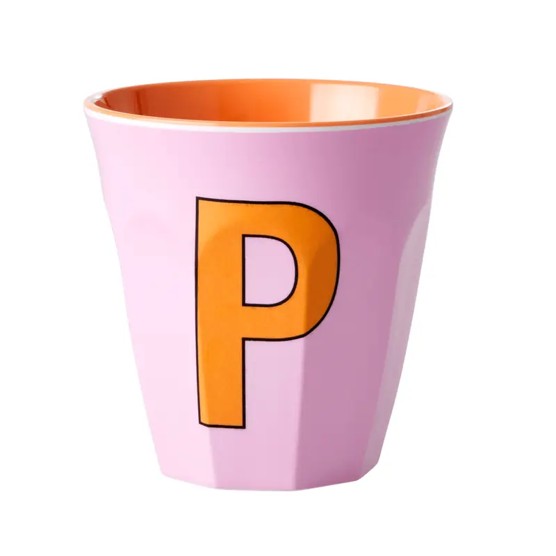 Melamine Cup - Medium with Alphabet in Pinkish Colors | Letter P
