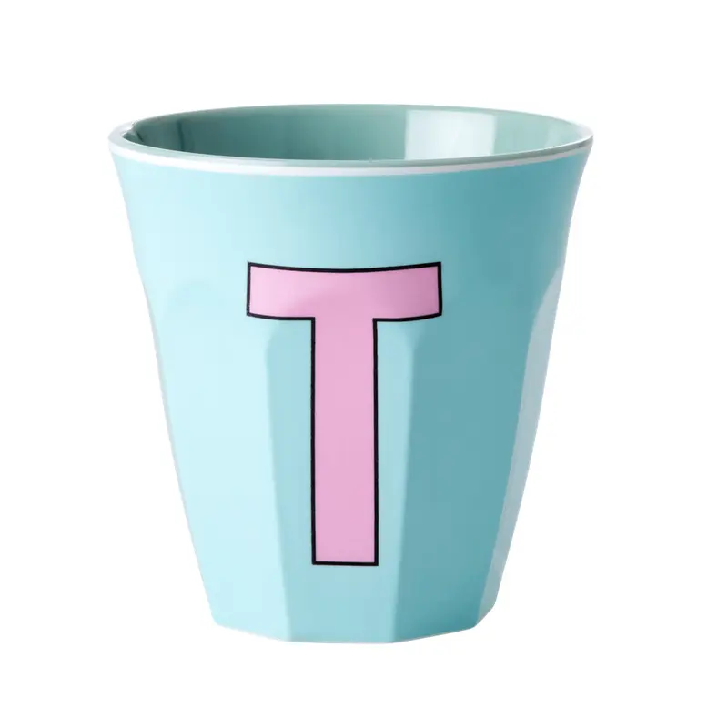 Melamine Cup - Medium with Alphabet in Pinkish Colors | Letter T