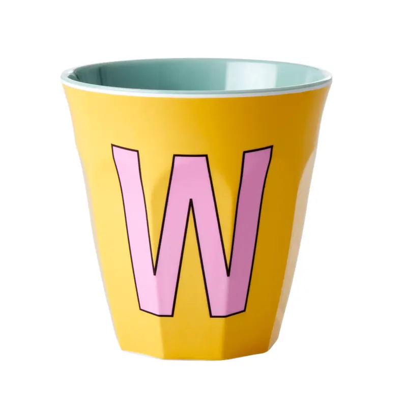 Melamine Cup - Medium with Alphabet in Pinkish Colors | Letter W