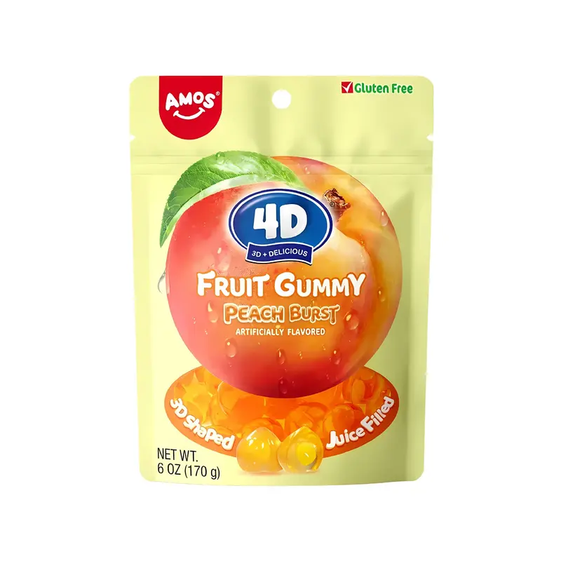 Amos 4D Gummy Juicy Burst Peach (6oz)(USA)
