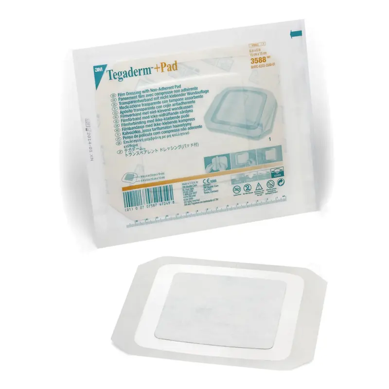 3M Tegaderm Film Dressing with Non Adherent Pad, Waterproof, Sterile 6" x 6"