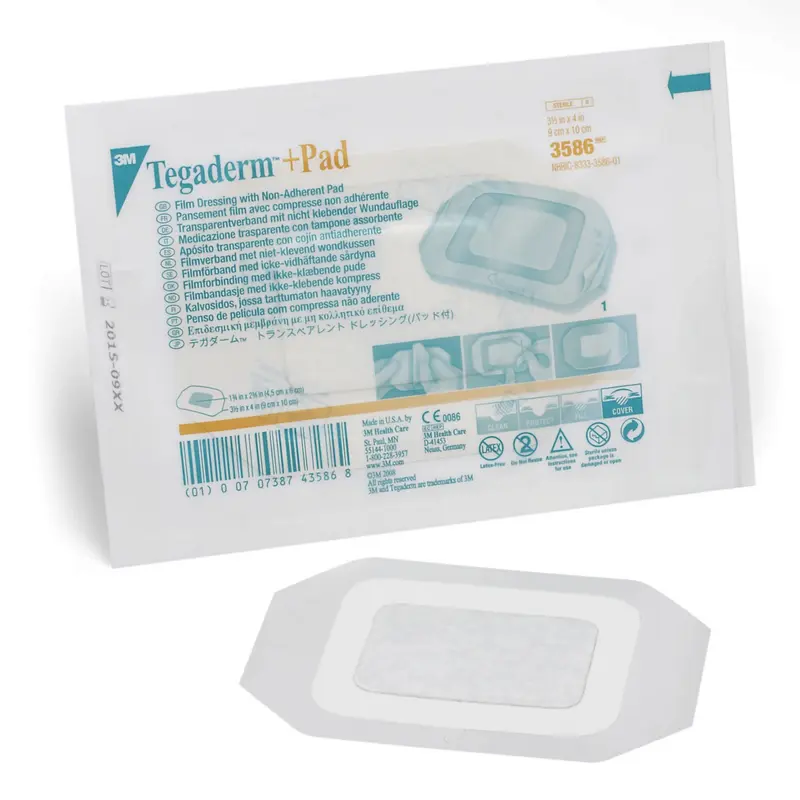 3M Tegaderm Plus Film Dressing, Sterile 3-1/2" x 4" with 1-3/4" x 2-3/8" Non-Adherent Pad