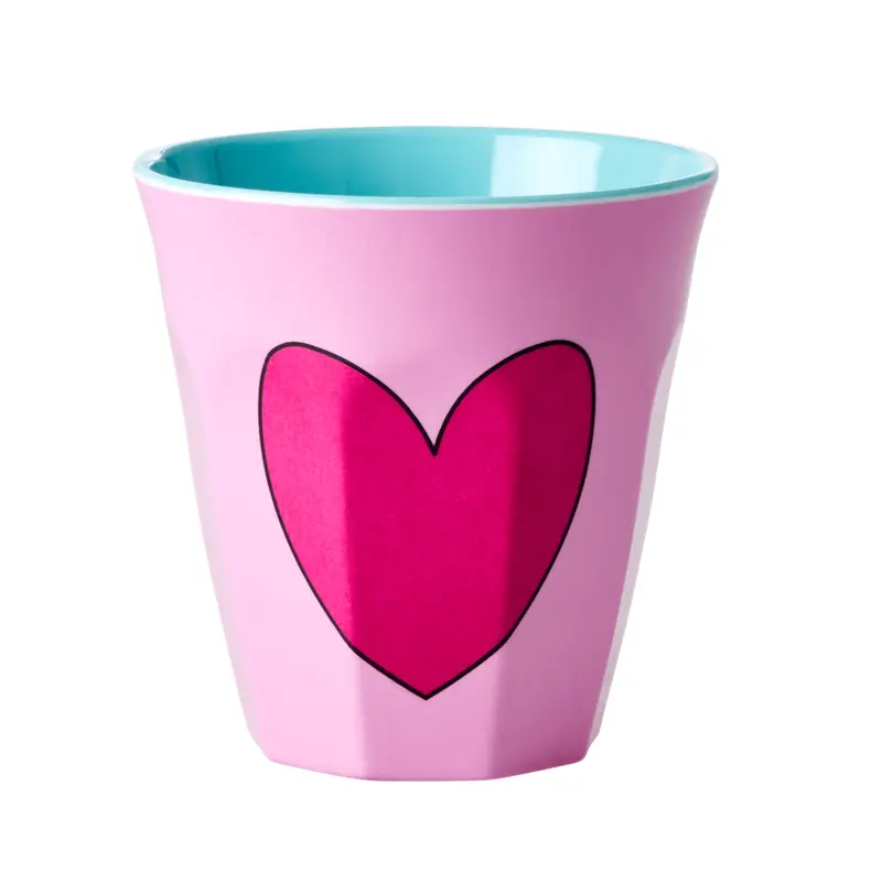 Medium Melamine Cup | Heart in Soft Pink Print