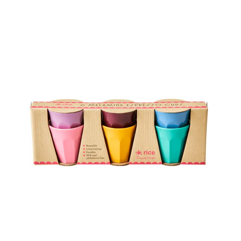 Melamine Cups 'DANCE IT OUT' Colors - Small - 6 pcs. in Gift Box