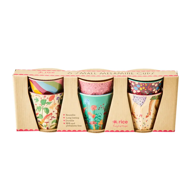 Melamine Cups 'DANCE IT OUT' Prints - Small - 6 pcs. in Gift Box