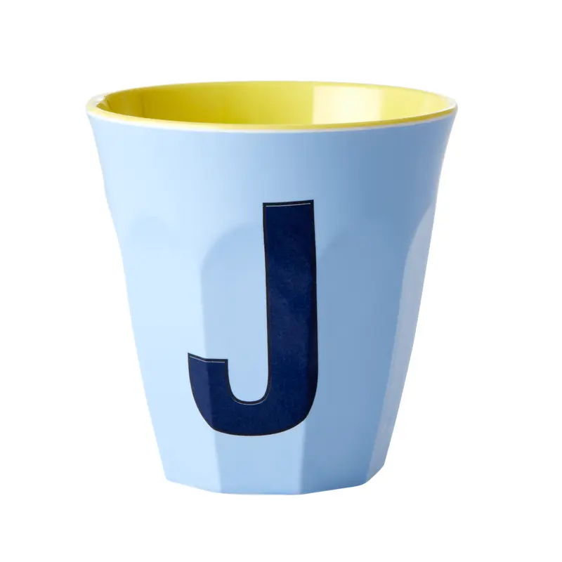 Melamine Cup - Medium with Alphabet in Bluish Colors | Letter J