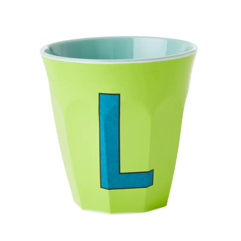 Melamine Cup - Medium with Alphabet in Bluish Colors | Letter L
