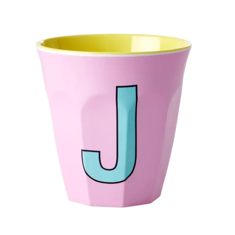 Melamine Cup - Medium with Alphabet in Pinkish Colors | Letter J
