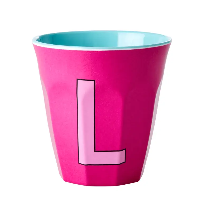 Melamine Cup - Medium with Alphabet in Pinkish Colors | Letter L
