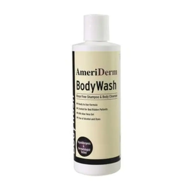 Ameriderm BodyWash Rinse-Free Shampoo and Body Cleanser, Hypoallergenic, 8 oz