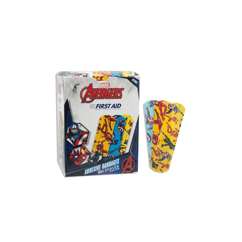 American White Cross Stat Strip Adhesive Strip, Avengers Series, 3/4 x 3 Inches