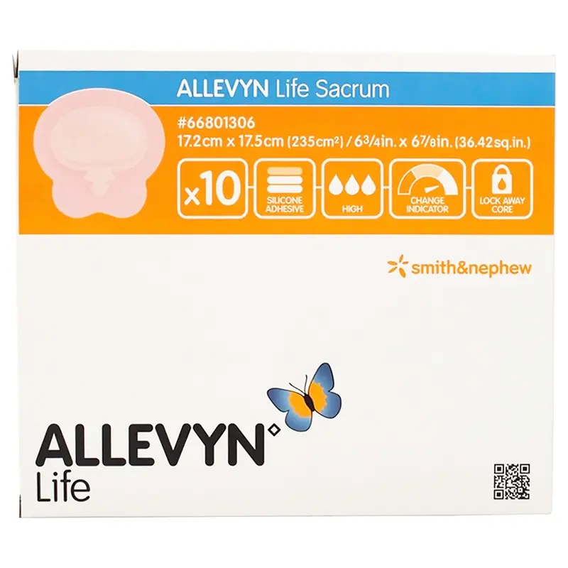 Allevyn Life Silicone Adhesive with Border Silicone Foam Dressing, 7 x 7 Inch