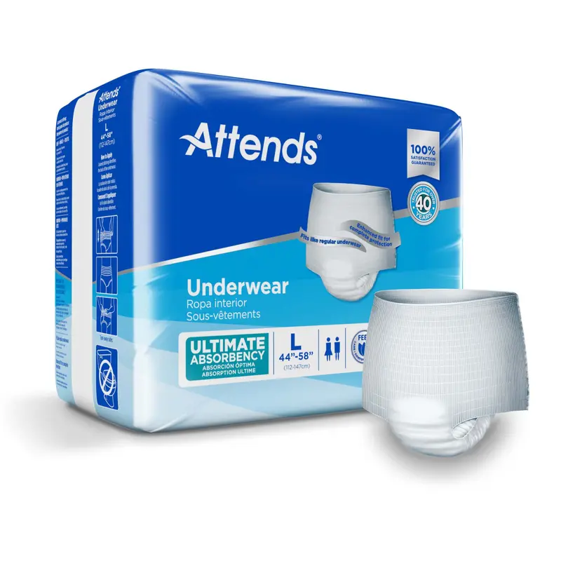 Attends Advanced Underwear, Large 44" to 58", unisex