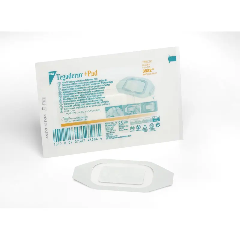 3M Tegaderm Film Dressing with Pad, Sterile, Transparent, Non-Adherent, Latex-Free