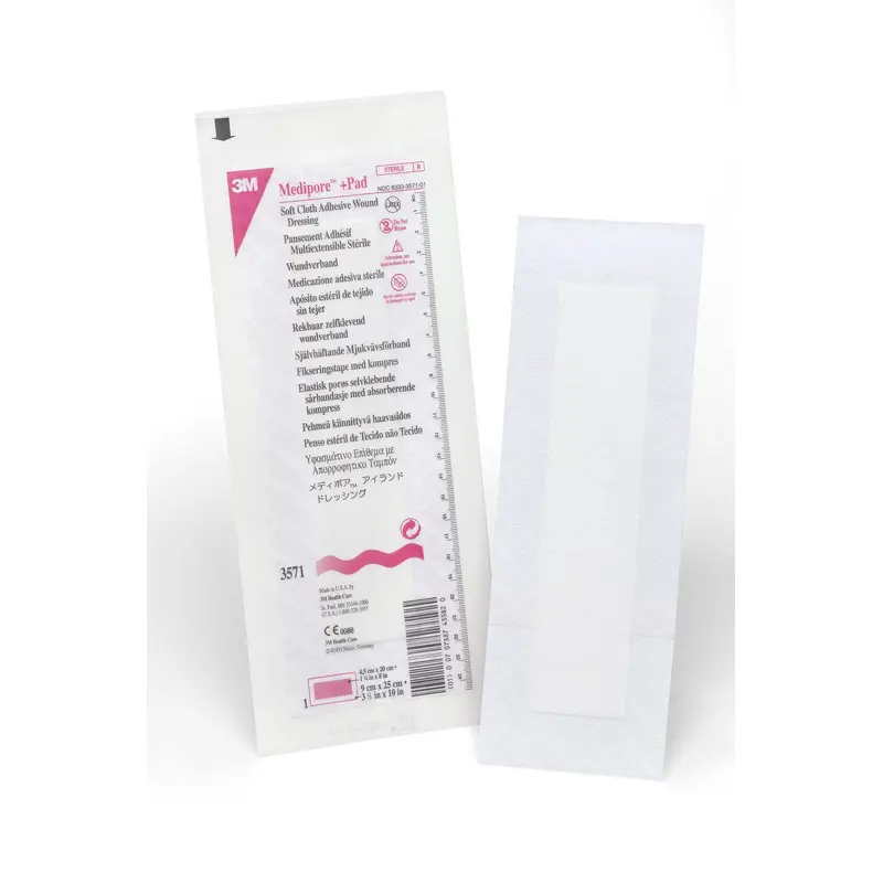 3M Medipore + Pad Soft Cloth Adhesive Dressing, 3 x 10 Inch