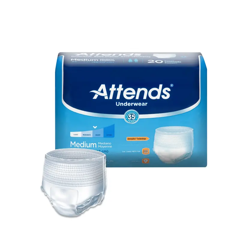 Attends Adult Moderate Absorbent Underwear, Medium, White