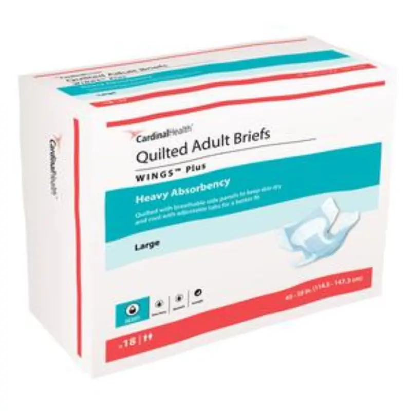 Wings Plus Quilted Heavy Absorbency Incontinence Brief, Large