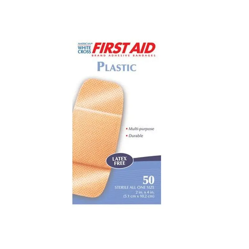 American White Cross First Aid Adhesive Strips, Plastic, Rectangle, Tan, Sterile