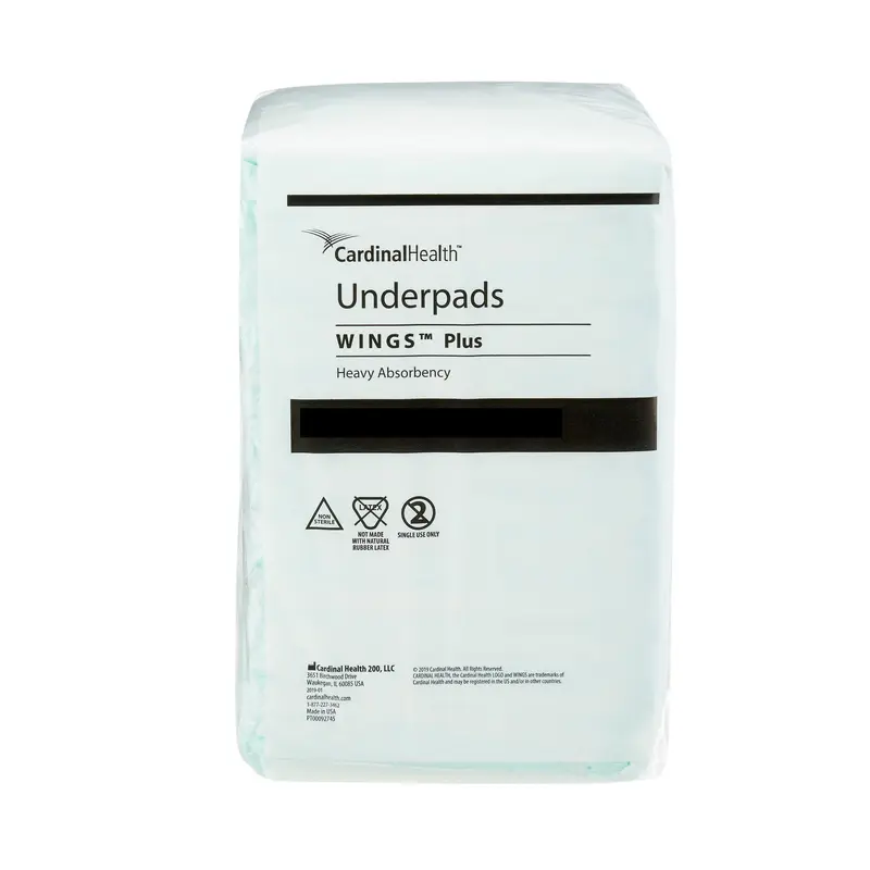 Wings Plus Underpads, Disposable, Heavy Absorbency, Beige, 36 x 36, 12/Bag 4Bags/Case