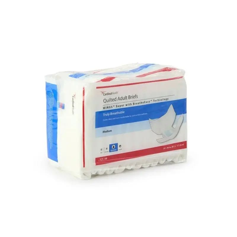 Wings Super Quilted Maximum Absorbency Incontinence Brief, Medium 32" - 44"