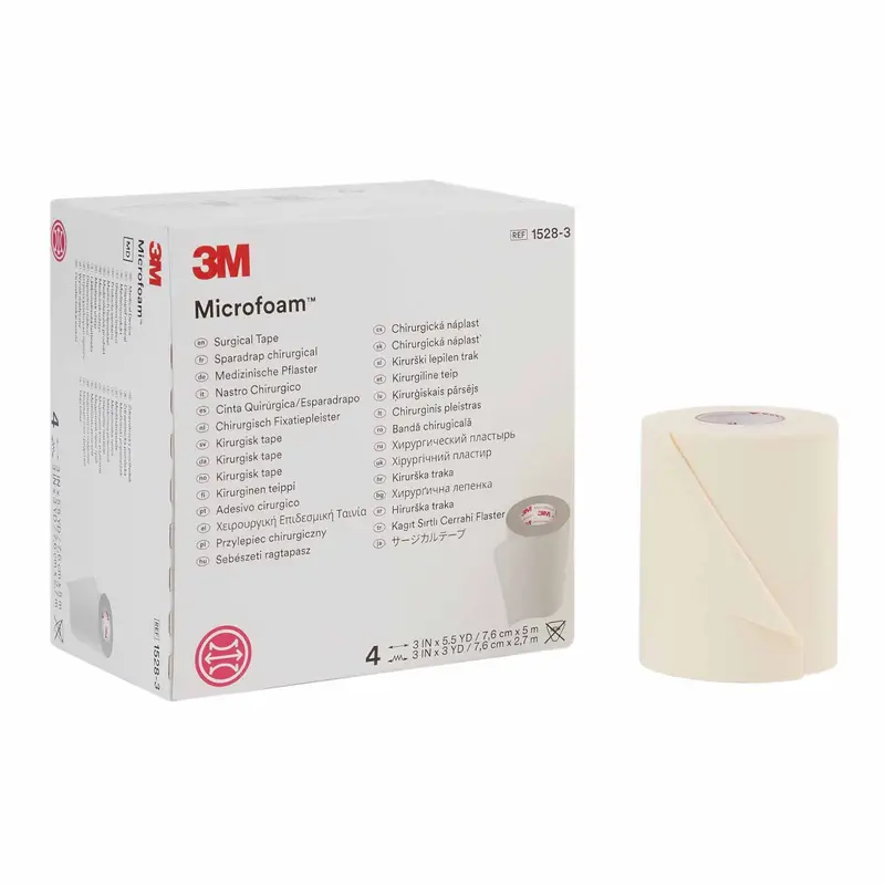 3M Microfoam Surgical Tape, 3" x 5.5 yd  Elastic, Water-Resistant, Hypoallergenic