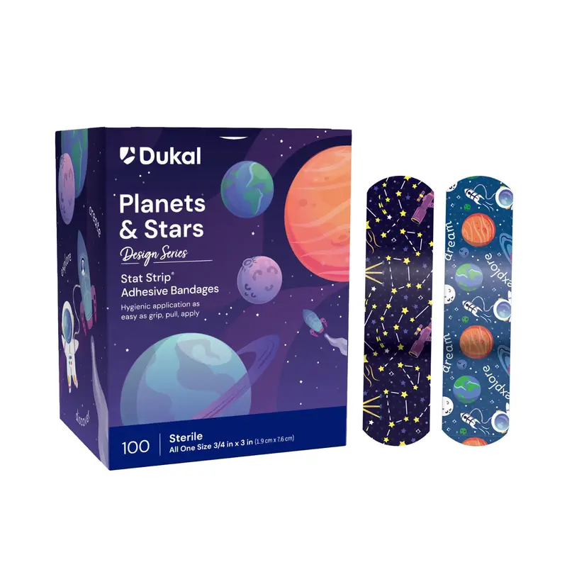 Adhesive Strip Stat Strip Plastic Kid Design (Planets / Stars) 3/4 X 3 Inch Sterile