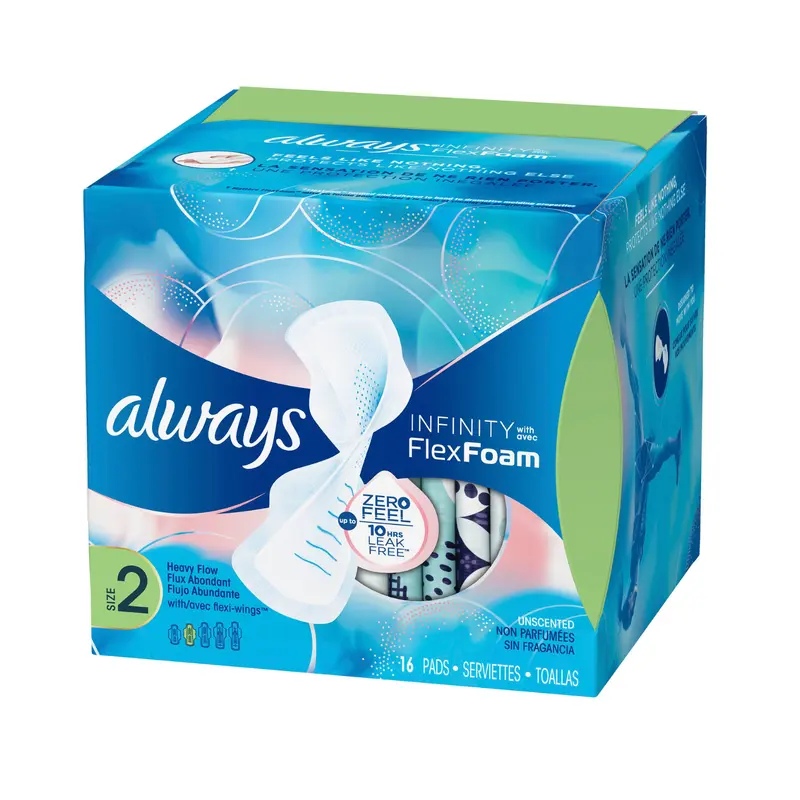 Always Infinity FlexFoam Pads Super Absorbency with Wings Size 2