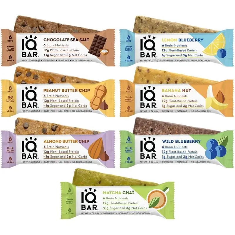 IQBar Vegan and Keto Protein Bars - 7-Flavor Variety Pack