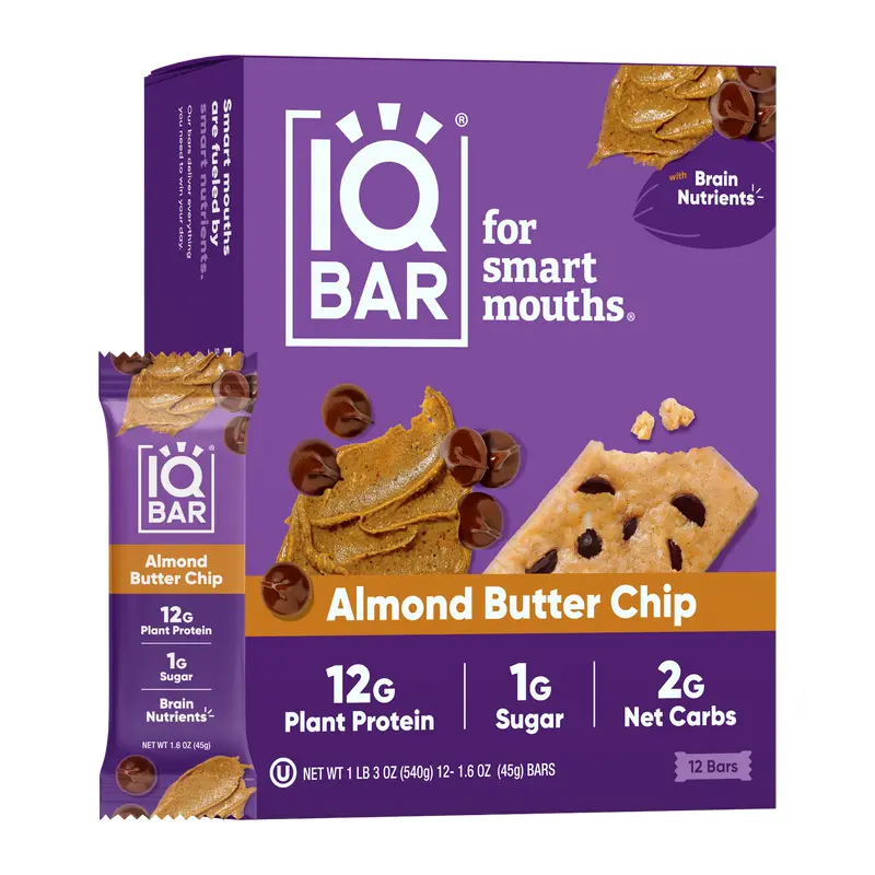IQBar Vegan and Keto Protein Bars - Almond Butter Chip